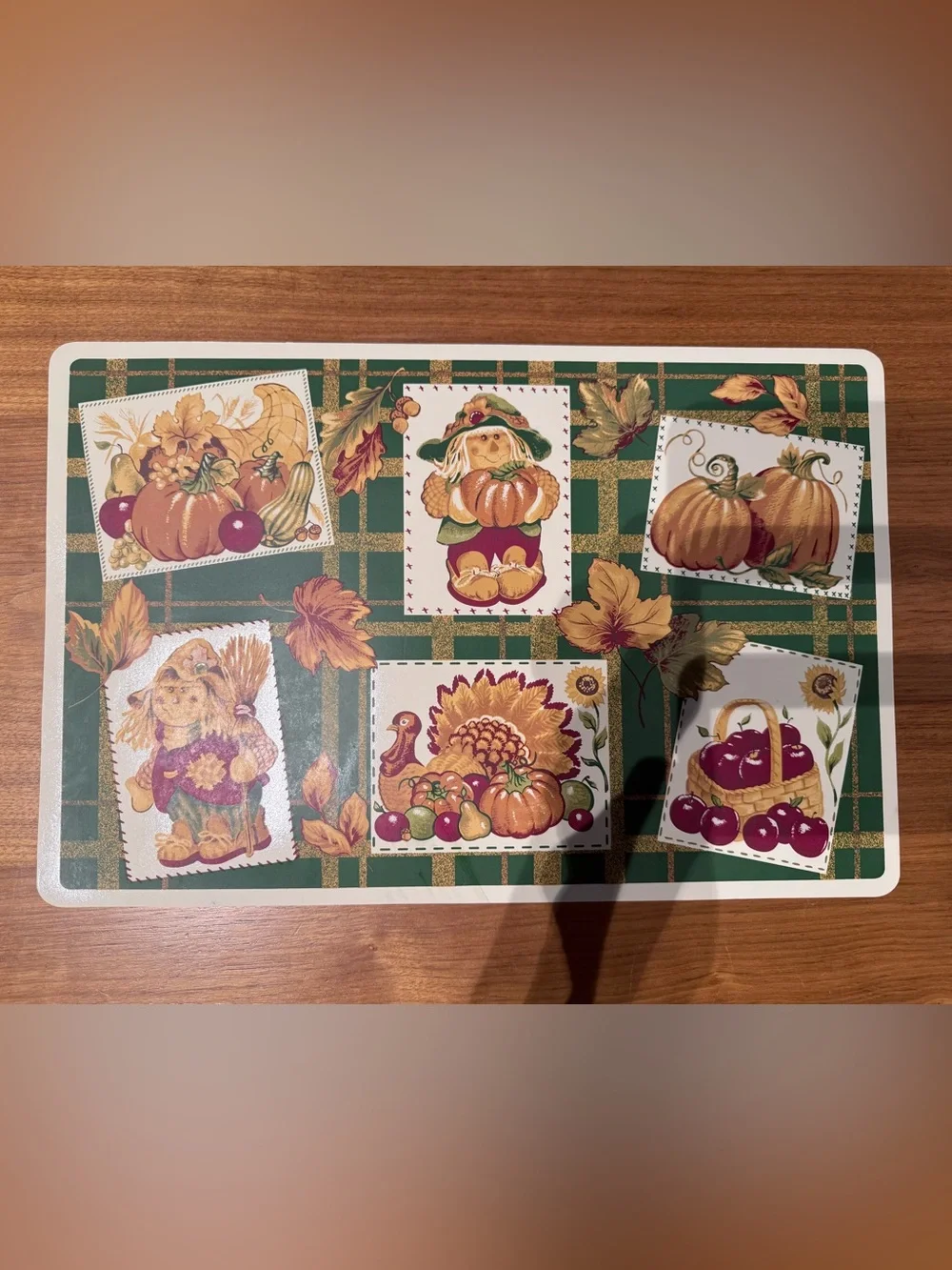 Vintage Elrene Bountiful Harvest Fall Vinyl Placemats Set of 4 17x11